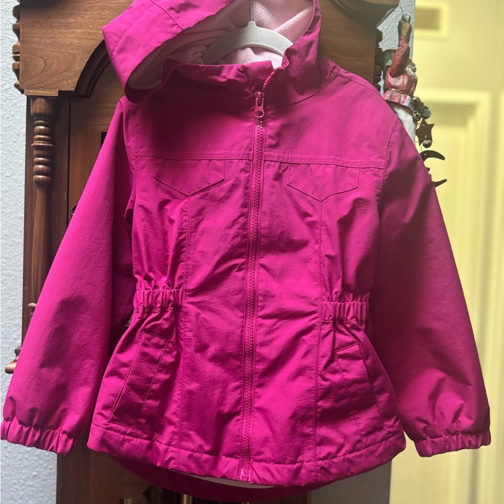 wonder nation Girls' Hooded Raincoat in Bright Pink